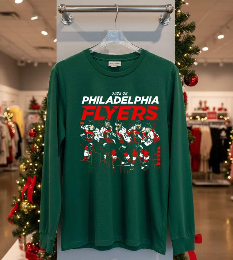 2025 26 Philadelphia Flyers Team Players Skyline T - green-t-shirt 2025 26 Philadelphia Flyers Team Players Skyline T Green T Shirt