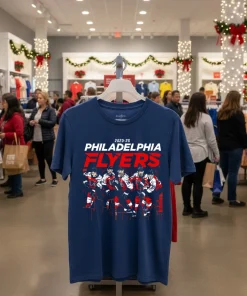 2025 26 Philadelphia Flyers Team Players Skyline T   Navy T Shirt