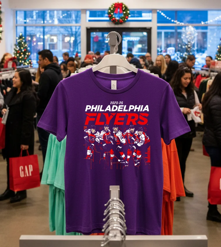 2025 26 Philadelphia Flyers Team Players Skyline T - purple-t-shirt 2025 26 Philadelphia Flyers Team Players Skyline T Purple T Shirt
