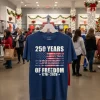 250 Years Of Freedom 1776 2026 American Flag Retro T   Navy T Shirt
