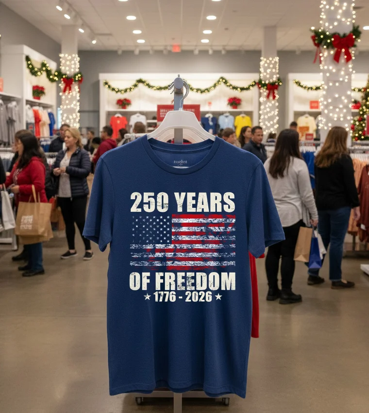 250 Years Of Freedom 1776 2026 American Flag Retro T - navy-t-shirt 250 Years Of Freedom 1776 2026 American Flag Retro T Navy T Shirt