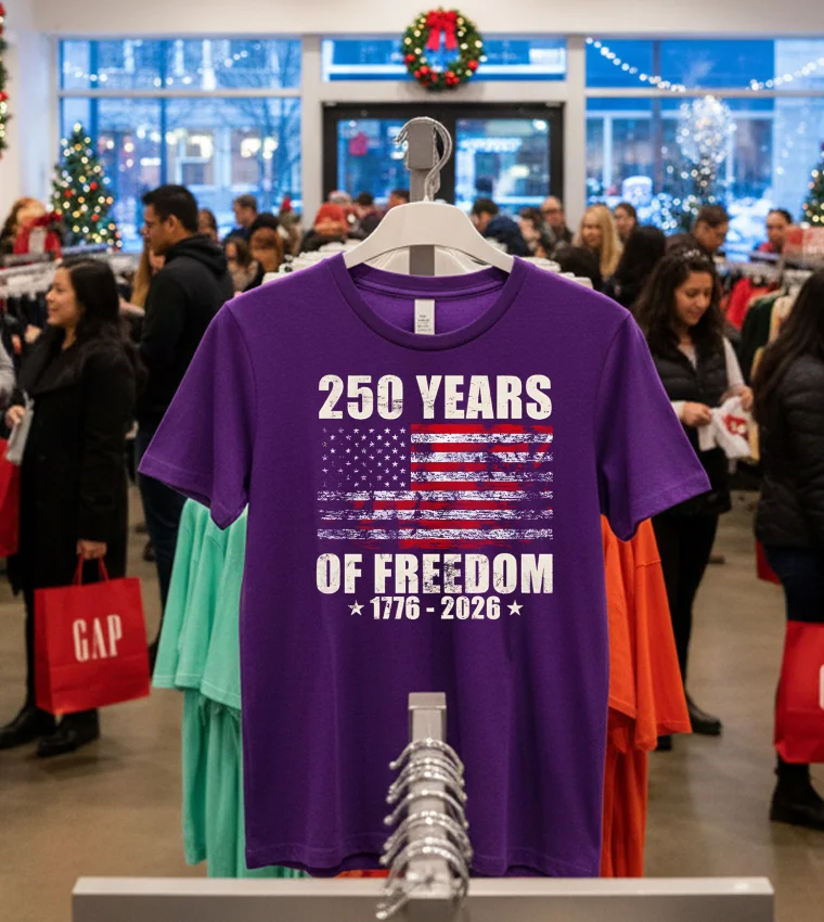 250 Years Of Freedom 1776 2026 American Flag Retro T - purple-t-shirt 250 Years Of Freedom 1776 2026 American Flag Retro T Purple T Shirt