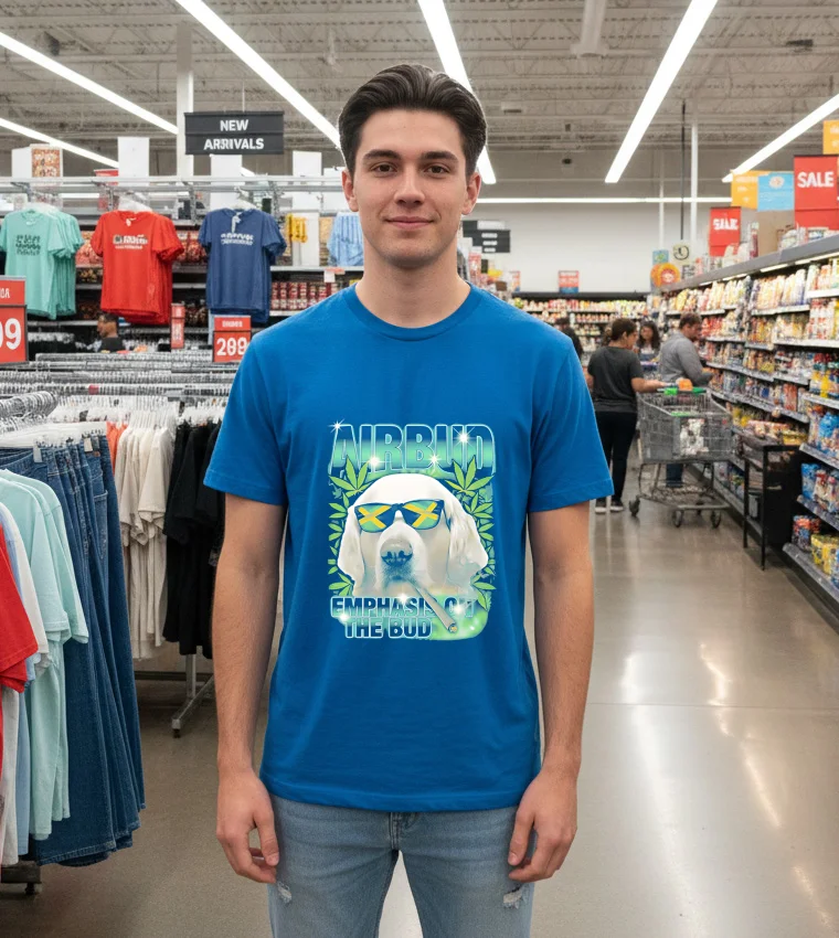 Airbud Emphasis On The Bud Dod - blue-t-shirt Airbud Emphasis On The Bud Dod Blue T Shirt
