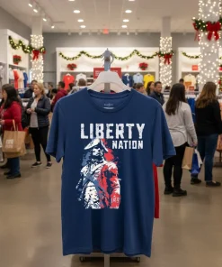 American Defiance Liberty Nation Retro   Navy T Shirt