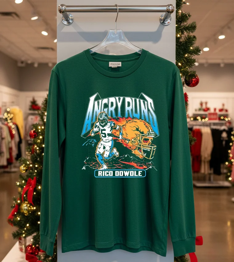 Angry Runs 2025 Panthers Rico Dowdle - green-t-shirt Angry Runs 2025 Panthers Rico Dowdle Green T Shirt