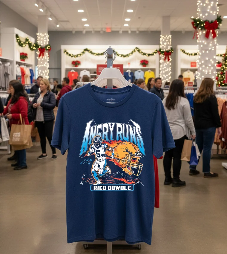 Angry Runs 2025 Panthers Rico Dowdle - navy-t-shirt Angry Runs 2025 Panthers Rico Dowdle Navy T Shirt