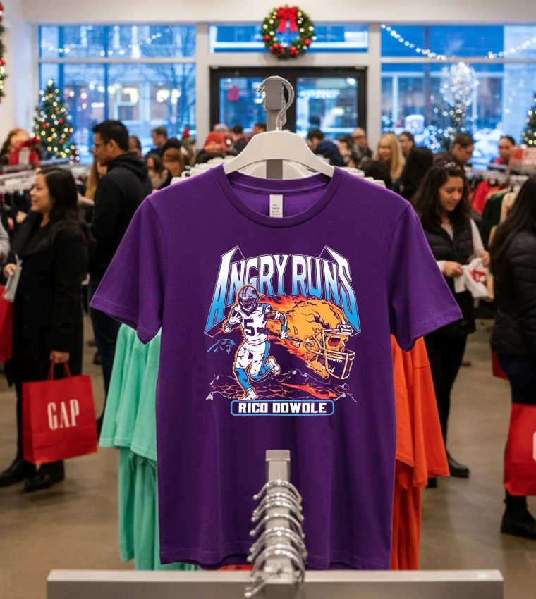 Angry Runs 2025 Panthers Rico Dowdle - purple-t-shirt Angry Runs 2025 Panthers Rico Dowdle Purple T Shirt