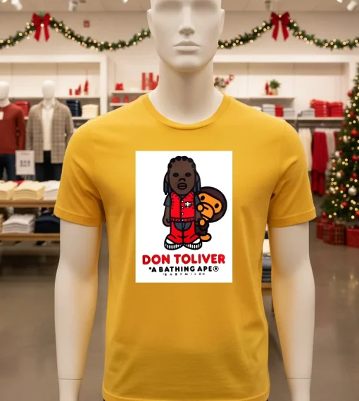 Bape X Don Toliver Basy Milo Tee A Bathing Ape Hdstn   Yellow T Shirt