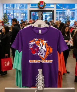 Bengals Tiger Beer And Brews Brew Crew Can Crusher T   Purple T Shirt