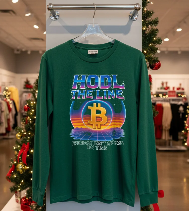 Bitcoin Hold The Line Freedom Isn T Always On Time - green-t-shirt Bitcoin Hold The Line Freedom Isn T Always On Time Green T Shirt