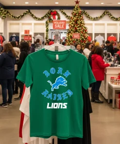 Born X Raised Black Detroit Lions Green T Shirt