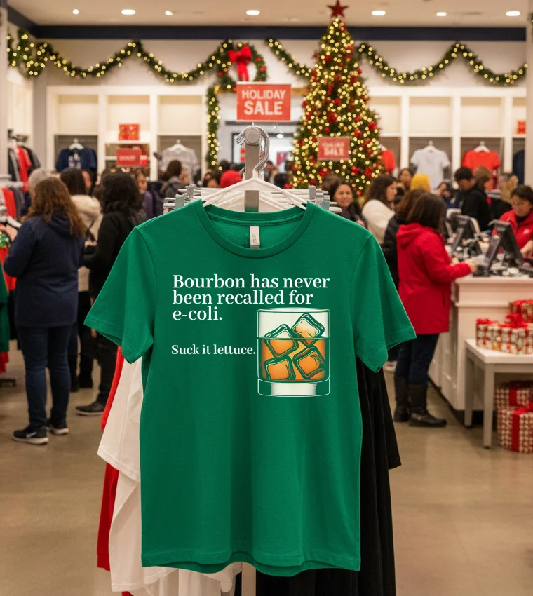 Bourbon Has Never Been Recalled For E Coli Suck It Lettuce - green-t-shirt Bourbon Has Never Been Recalled For E Coli Suck It Lettuce Green T Shirt