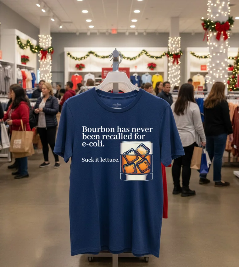 Bourbon Has Never Been Recalled For E Coli Suck It Lettuce - navy-t-shirt Bourbon Has Never Been Recalled For E Coli Suck It Lettuce Navy T Shirt