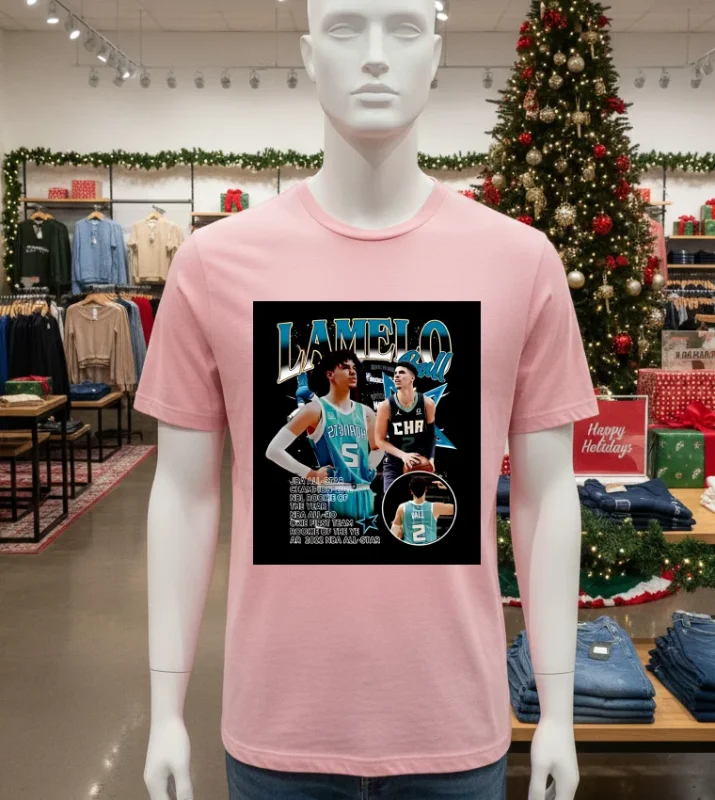 Charlotte Hornets Lamelo Ball Graphic   Pink T Shitr