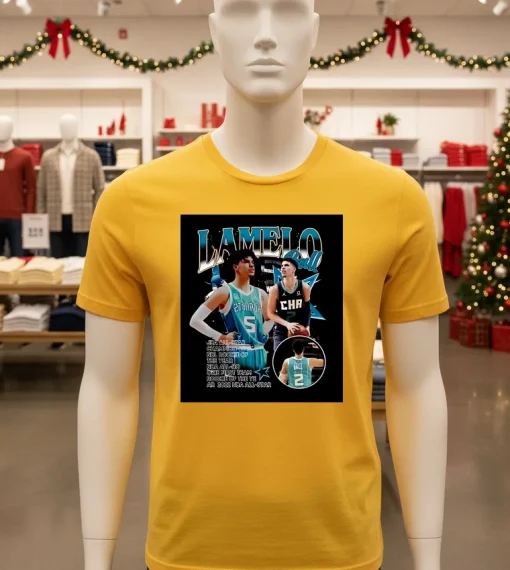 Charlotte Hornets Lamelo Ball Graphic   Yellow T Shirt