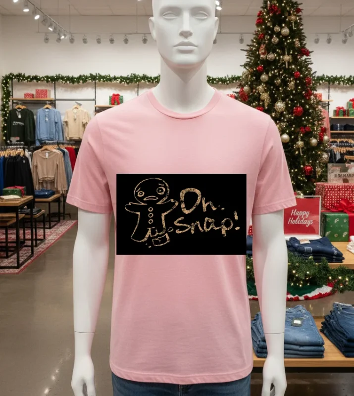 Christmas Gingerbread Cookie On Snap   Pink T Shitr