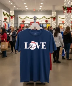 Cincinnati Reds Love Baseball   Navy T Shirt