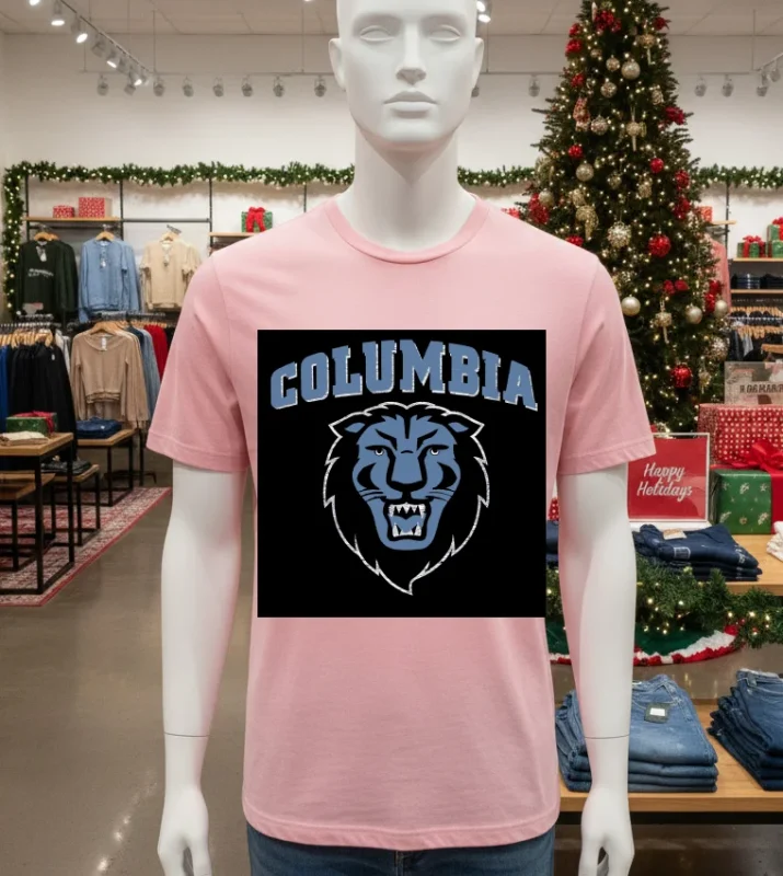 Columbia Lions University Athletics Retro   Pink T Shitr