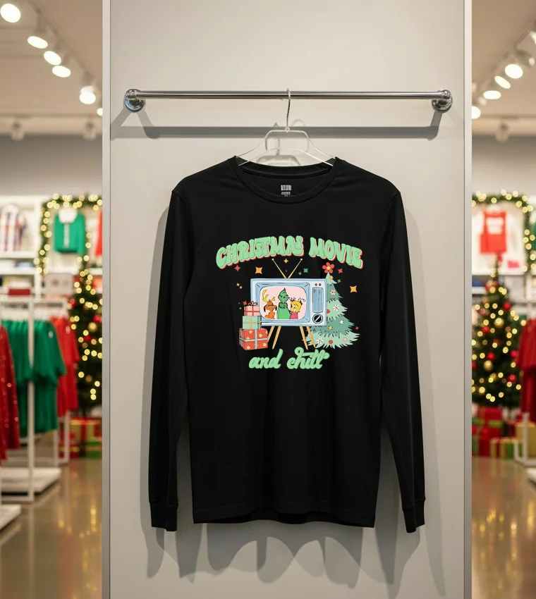 Cozy Up This Holiday Season With Our Christmas Movie And Chill - back-t-shirt Cozy Up This Holiday Season With Our Christmas Movie And Chill Back T Shirt