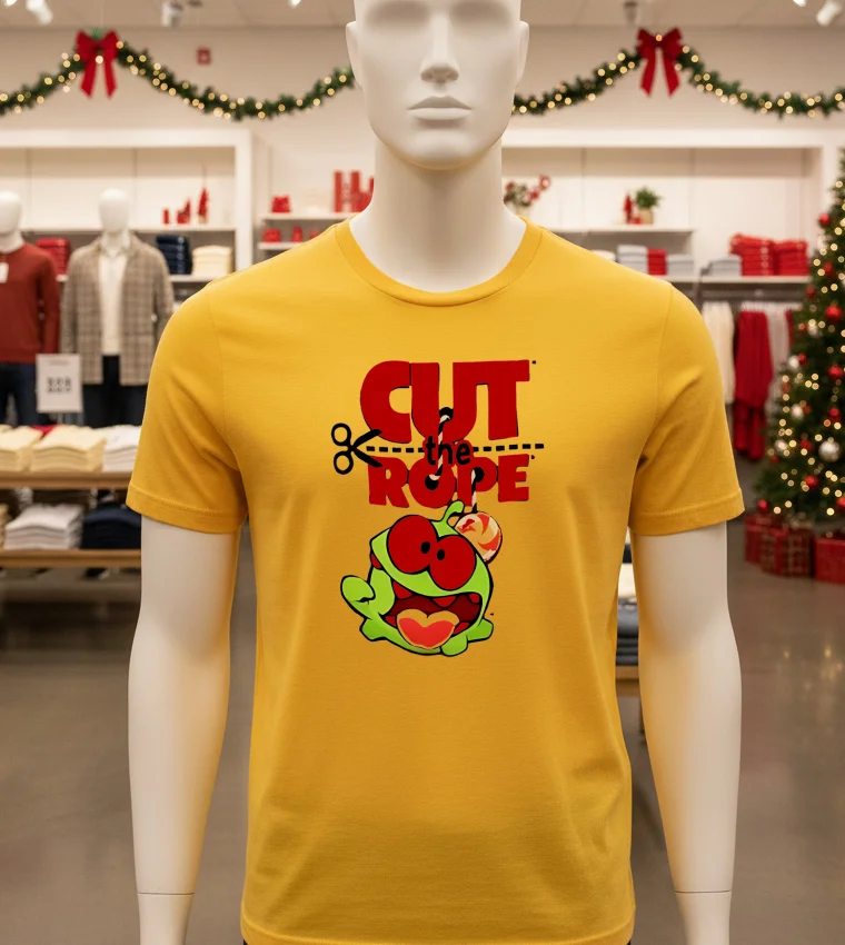 Cut The Rope Om Nom Video Games - yellow-t-shirt Cut The Rope Om Nom Video Games Yellow T Shirt