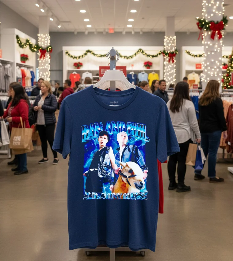 Dan And Phil And A Tiny Horse Graphic - navy-t-shirt Dan And Phil And A Tiny Horse Graphic Navy T Shirt