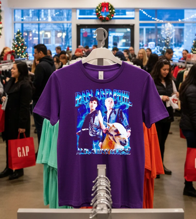 Dan And Phil And A Tiny Horse Graphic - purple-t-shirt Dan And Phil And A Tiny Horse Graphic Purple T Shirt