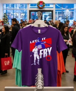 David Fry Cleveland Baseball David Fry Cleveland Let It Fry   Purple T Shirt