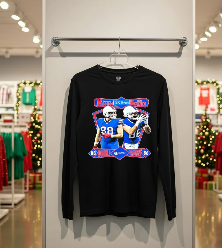 Dawson Knox And Dalton Kincaid Double Trouble Bills Graphic - back-t-shirt Dawson Knox And Dalton Kincaid Double Trouble Bills Graphic Back T Shirt