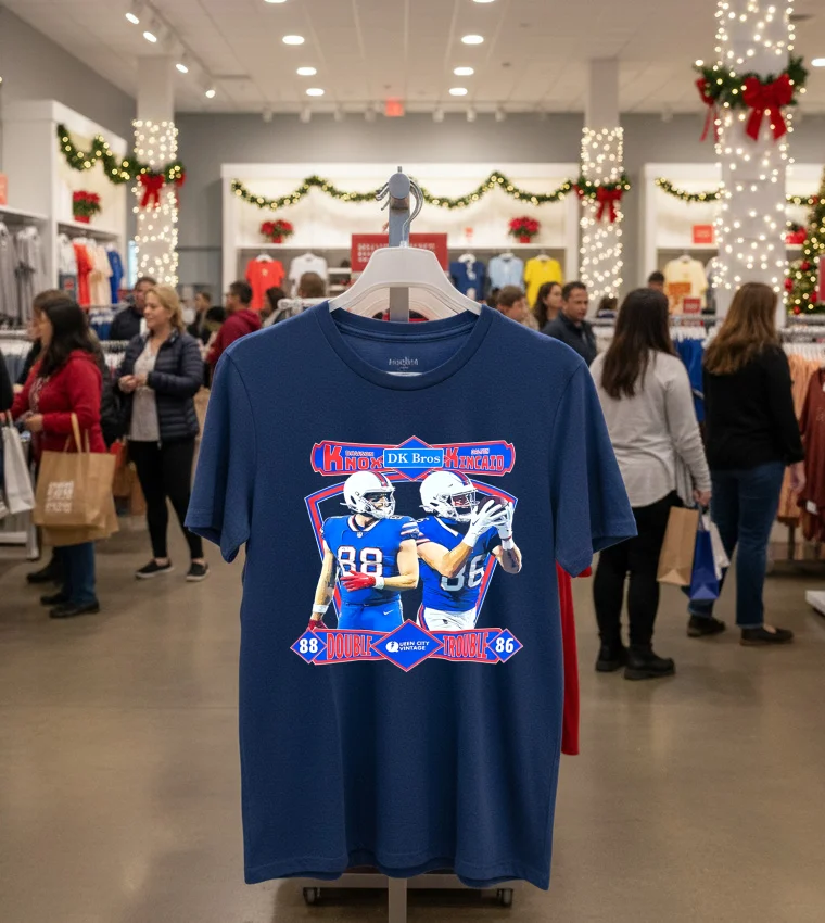 Dawson Knox And Dalton Kincaid Double Trouble Bills Graphic - navy-t-shirt Dawson Knox And Dalton Kincaid Double Trouble Bills Graphic Navy T Shirt