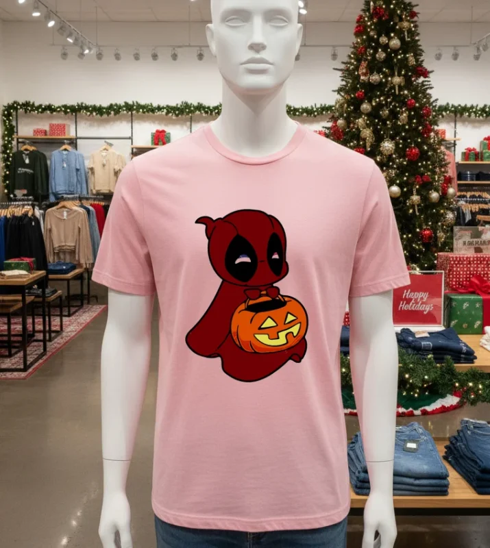 Deadpool Ghost Halloween   Pink T Shitr