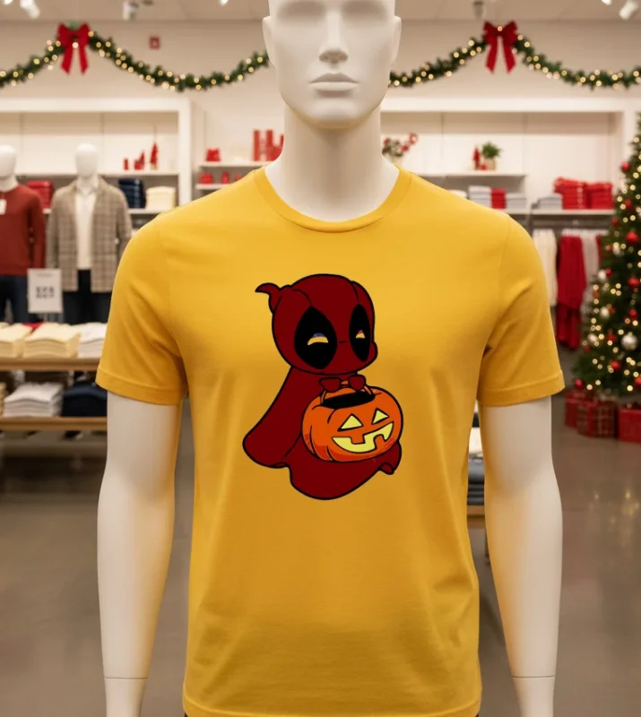 Deadpool Ghost Halloween   Yellow T Shirt