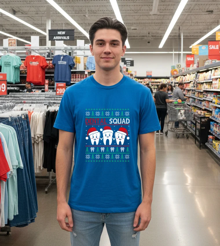 Dental Squad Funny Christmas Dentist - blue-t-shirt Dental Squad Funny Christmas Dentist Blue T Shirt