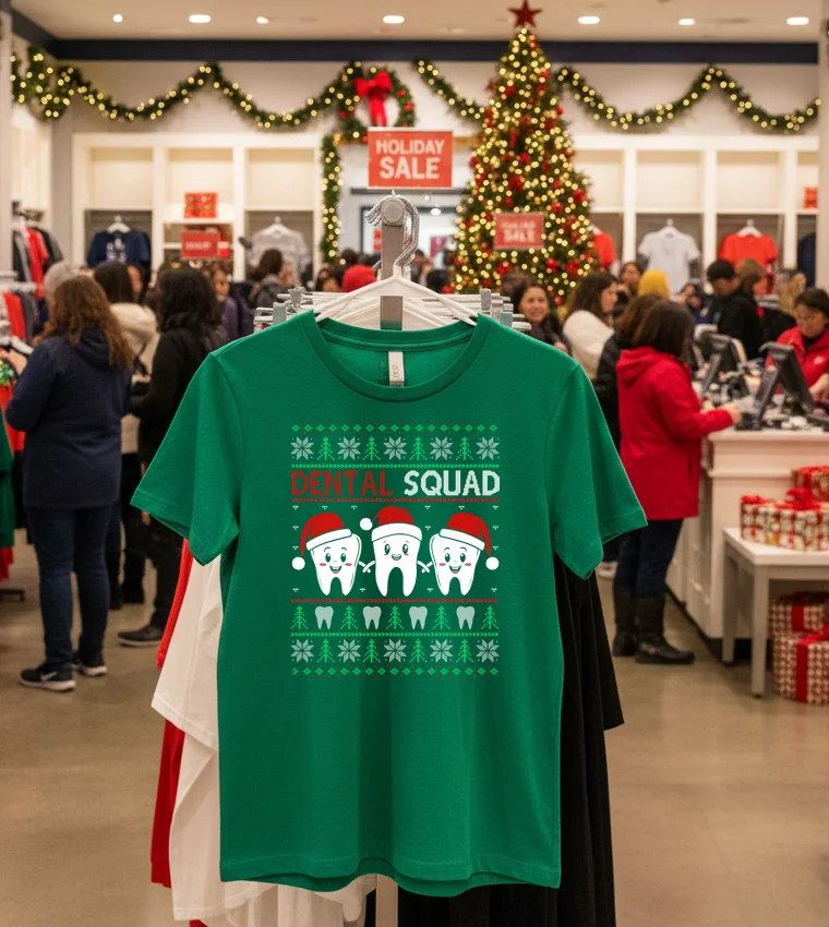 Dental Squad Funny Christmas Dentist - green-t-shirt Dental Squad Funny Christmas Dentist Green T Shirt