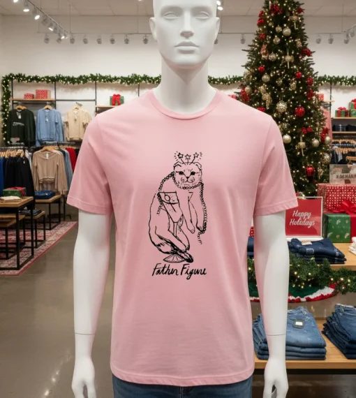 Fiorenza Art Father Figure Cat   Pink T Shitr