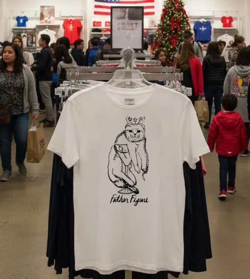 Fiorenza Art Father Figure Cat   White T Shirt