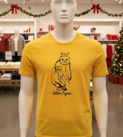 Fiorenza Art Father Figure Cat   Yellow T Shirt