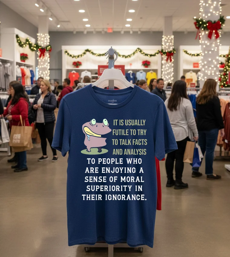 Frog It Is Usually Futile To Try To Talk Facts And Analysis - navy-t-shirt Frog It Is Usually Futile To Try To Talk Facts And Analysis Navy T Shirt