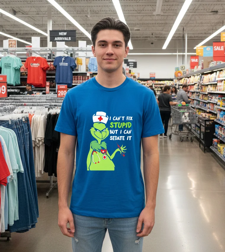 Get Festive With Our Retro Grinch Perfect Holiday Christmas Attire - blue-t-shirt Get Festive With Our Retro Grinch Perfect Holiday Christmas Attire Blue T Shirt