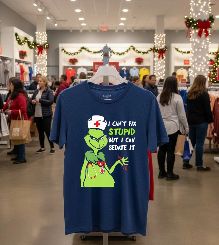 Get Festive With Our Retro Grinch Perfect Holiday Christmas Attire - navy-t-shirt Get Festive With Our Retro Grinch Perfect Holiday Christmas Attire Navy T Shirt
