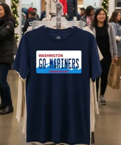 Go Mariners License Plate Washington Seattle Mariners Baseball funy colorful t-shirt