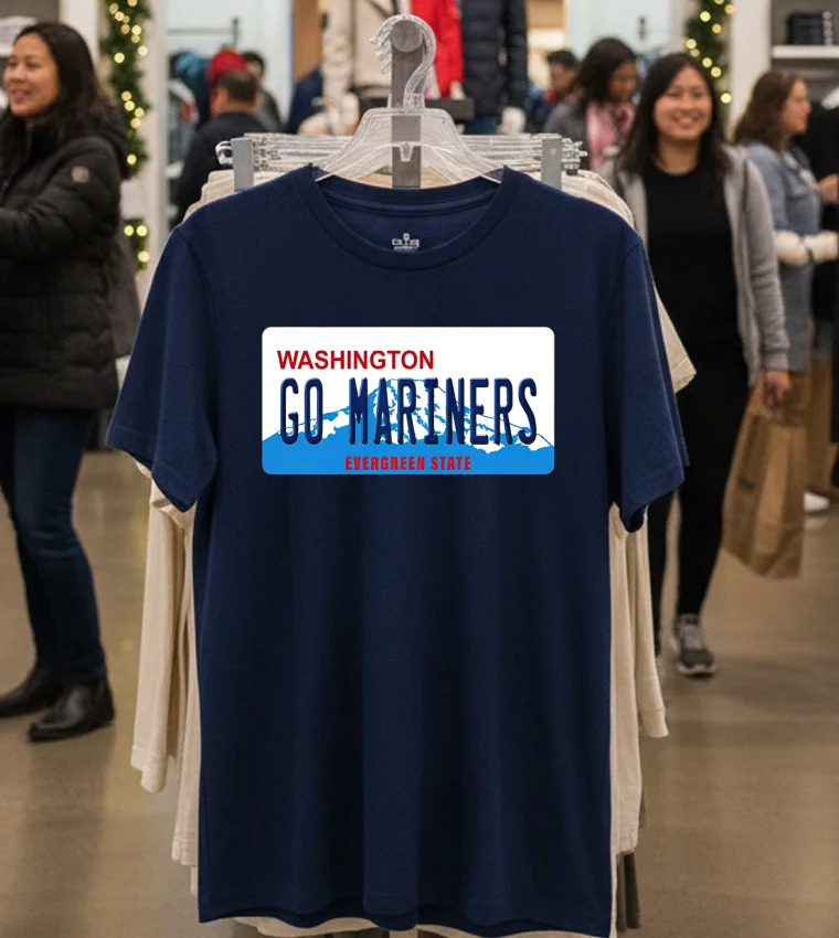 Go Mariners License Plate Washington Seattle Mariners Baseball - navy-t-shirt Go Mariners License Plate Washington Seattle Mariners Baseball Navy T Shirt