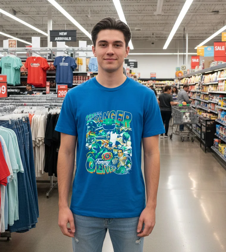 Green Ranger Tommy Oliver Superman Graphic - blue-t-shirt Green Ranger Tommy Oliver Superman Graphic Blue T Shirt
