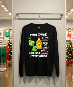 Grinch FireBall Cinnamon Whisky Playfully Printed Design for Whisky Lovers funy colorful t-shirt