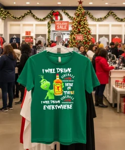 Grinch FireBall Cinnamon Whisky Playfully Printed Design for Whisky Lovers funy colorful t-shirt