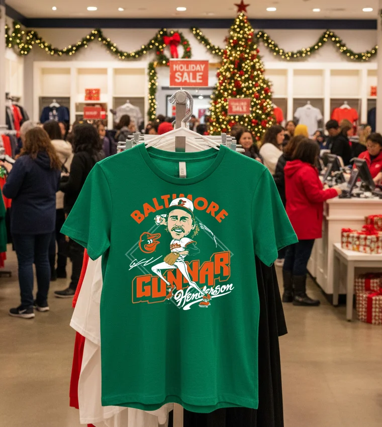 Gunnar Henderson Baltimore Orioles Charcoal Signature Cartoon - green-t-shirt Gunnar Henderson Baltimore Orioles Charcoal Signature Cartoon Green T Shirt