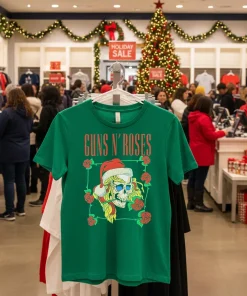 Guns N Roses Holiday Skull funy colorful t-shirt