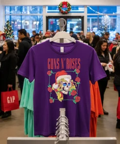 Guns N Roses Holiday Skull funy colorful t-shirt