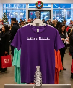 Henry Miller Text Retro   Purple T Shirt
