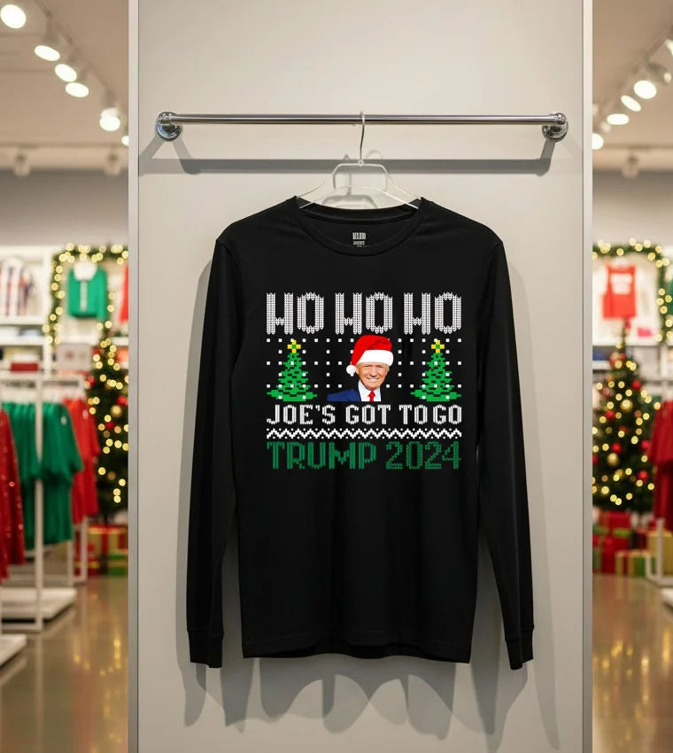 Ho Ho Ho Joe S Got To Go Trump 2024 Christmas - back-t-shirt Ho Ho Ho Joe S Got To Go Trump 2024 Christmas Back T Shirt
