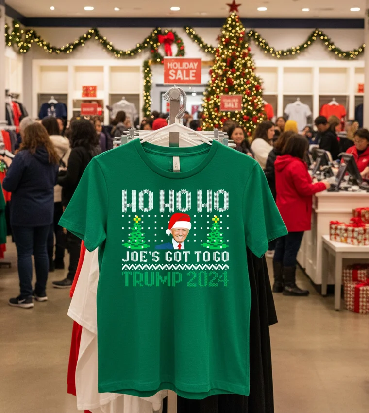 Ho Ho Ho Joe S Got To Go Trump 2024 Christmas - green-t-shirt Ho Ho Ho Joe S Got To Go Trump 2024 Christmas Green T Shirt